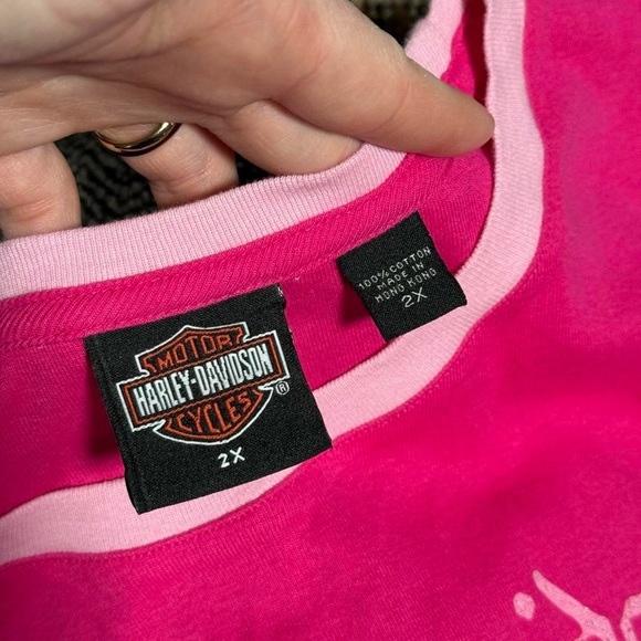 Vintage 2005 Harley Davidson Pink White Tee Shirt Women 2X Biker Y2K Kentucky - Picture 7 of 7